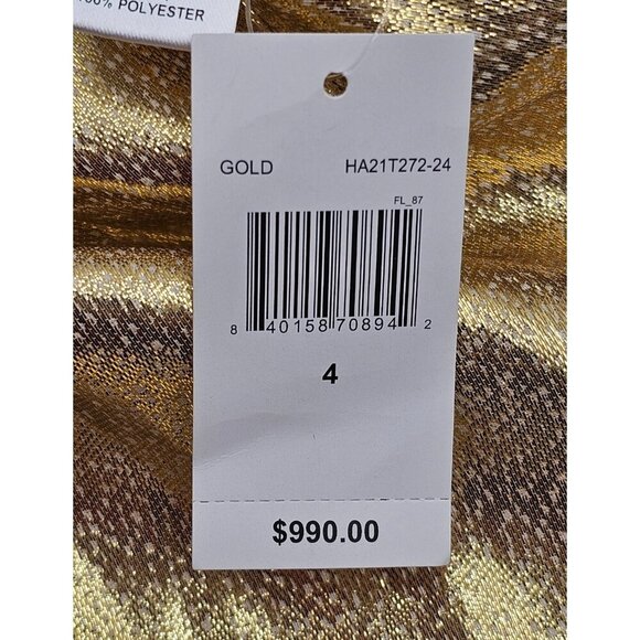 NWT Women's - Hellessy Gold Silk Long Sleeve Blouse, Size 4 - Picture 9 of 11